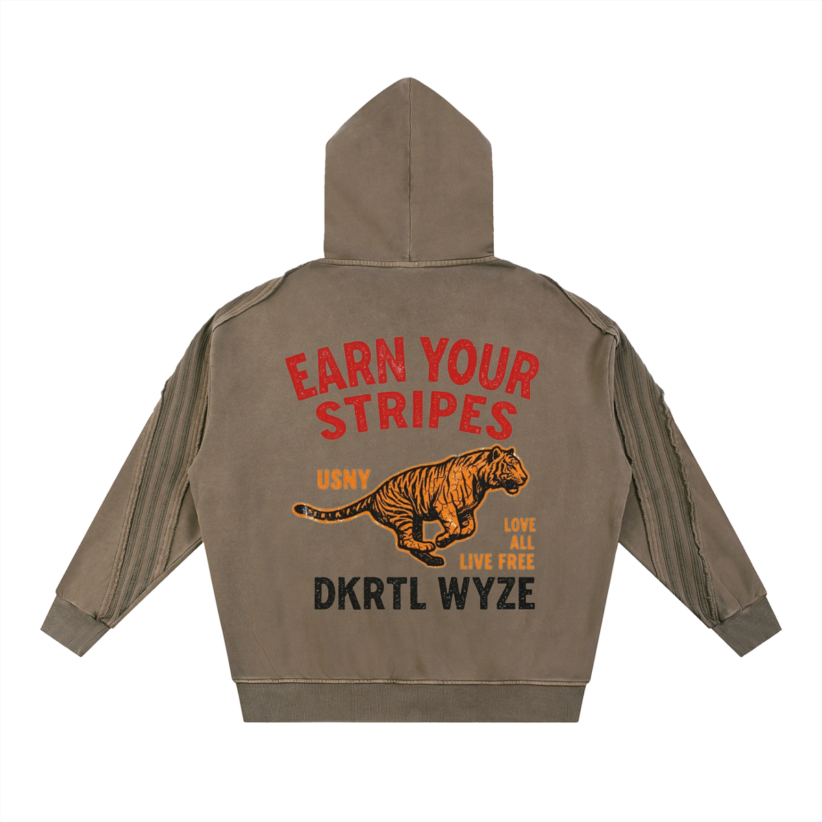 Snow Washed Tape Raw Edge Zip Hoodie