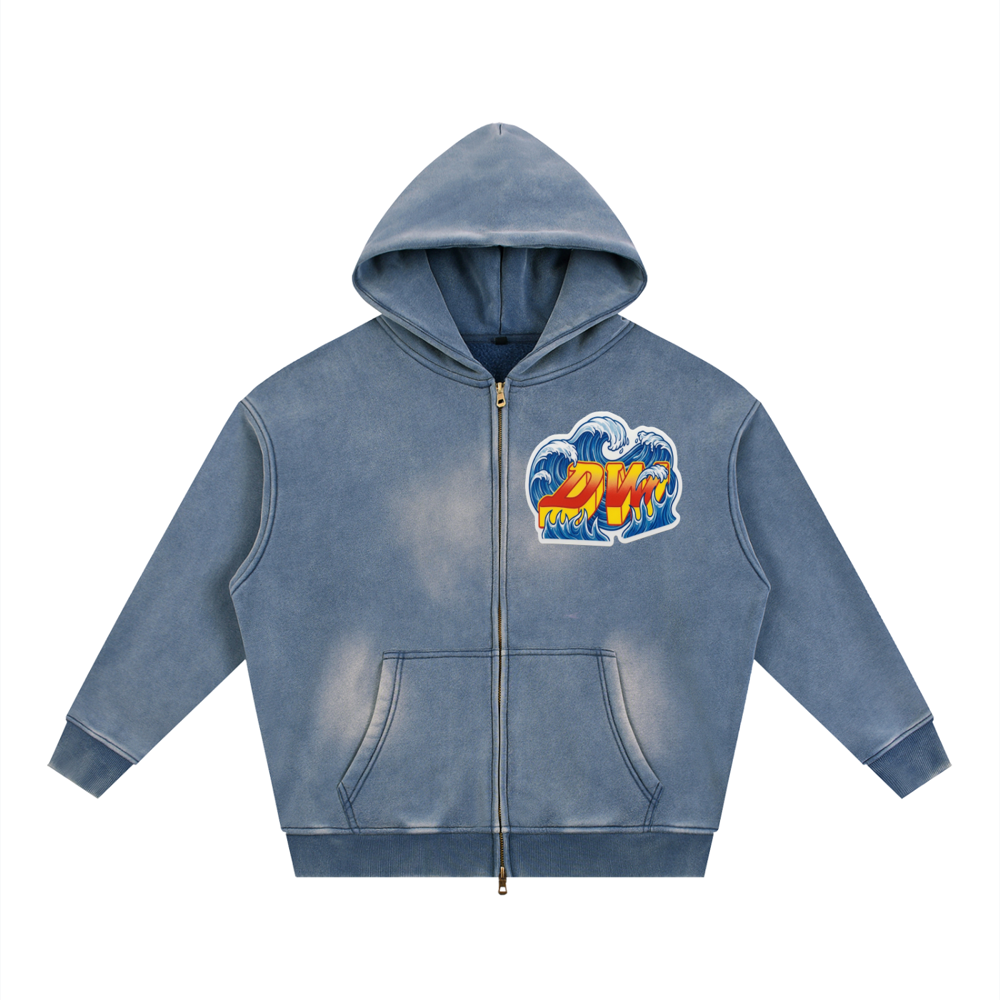 Sunfade Two-way Zipper Boxy Fleece Hoodie