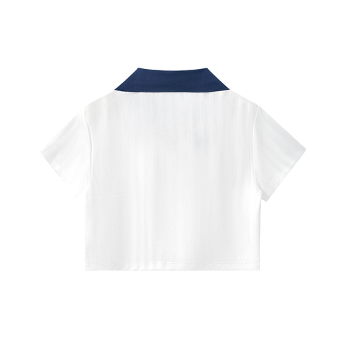 Contrast Collar Striped Cropped Jersey by DKRTL WYZE
