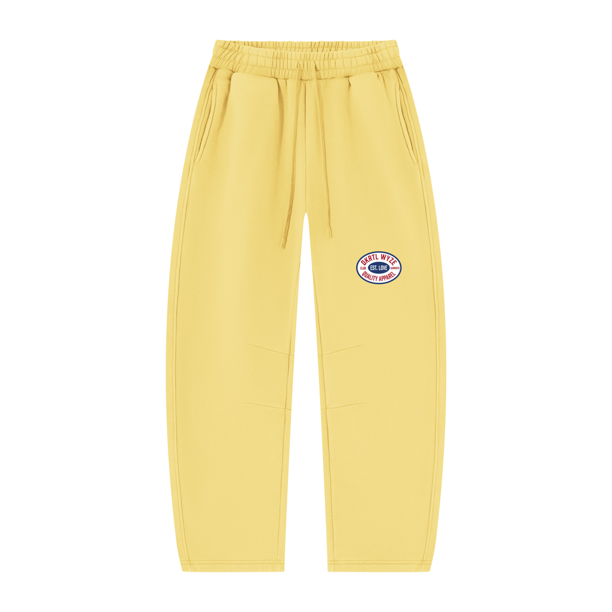 Unisex Vintage Wash Barrel Leg Fleece Sweatpants in Light Yellow by DKRTL WYZE
