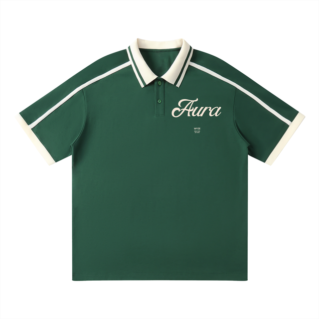 Unisex Contrast Piping Polo Shirt in Dark Green by DKRTL WYZE