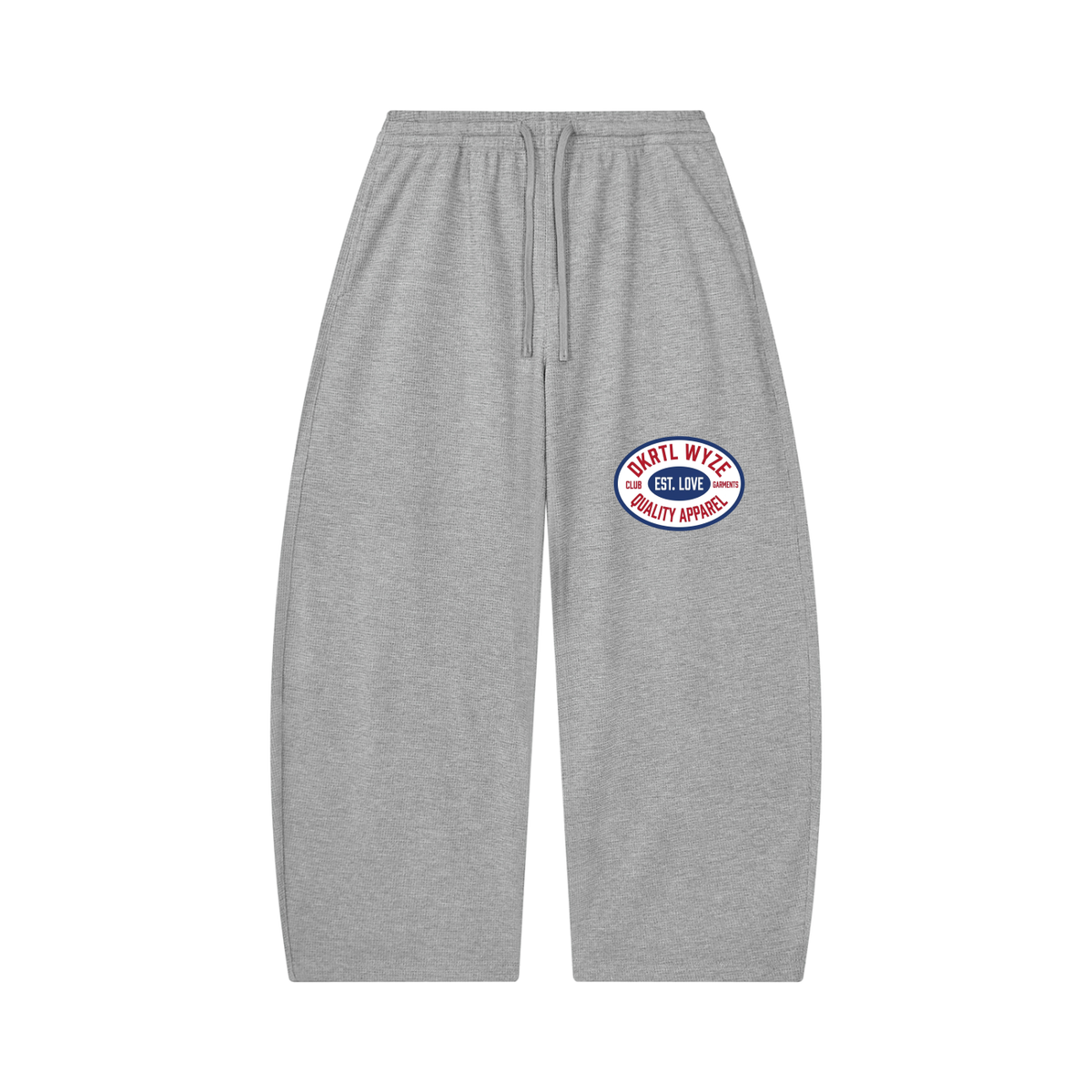 Unisex Waffle Barrel Leg Pants in Flower Gray by DKRTL WYZE