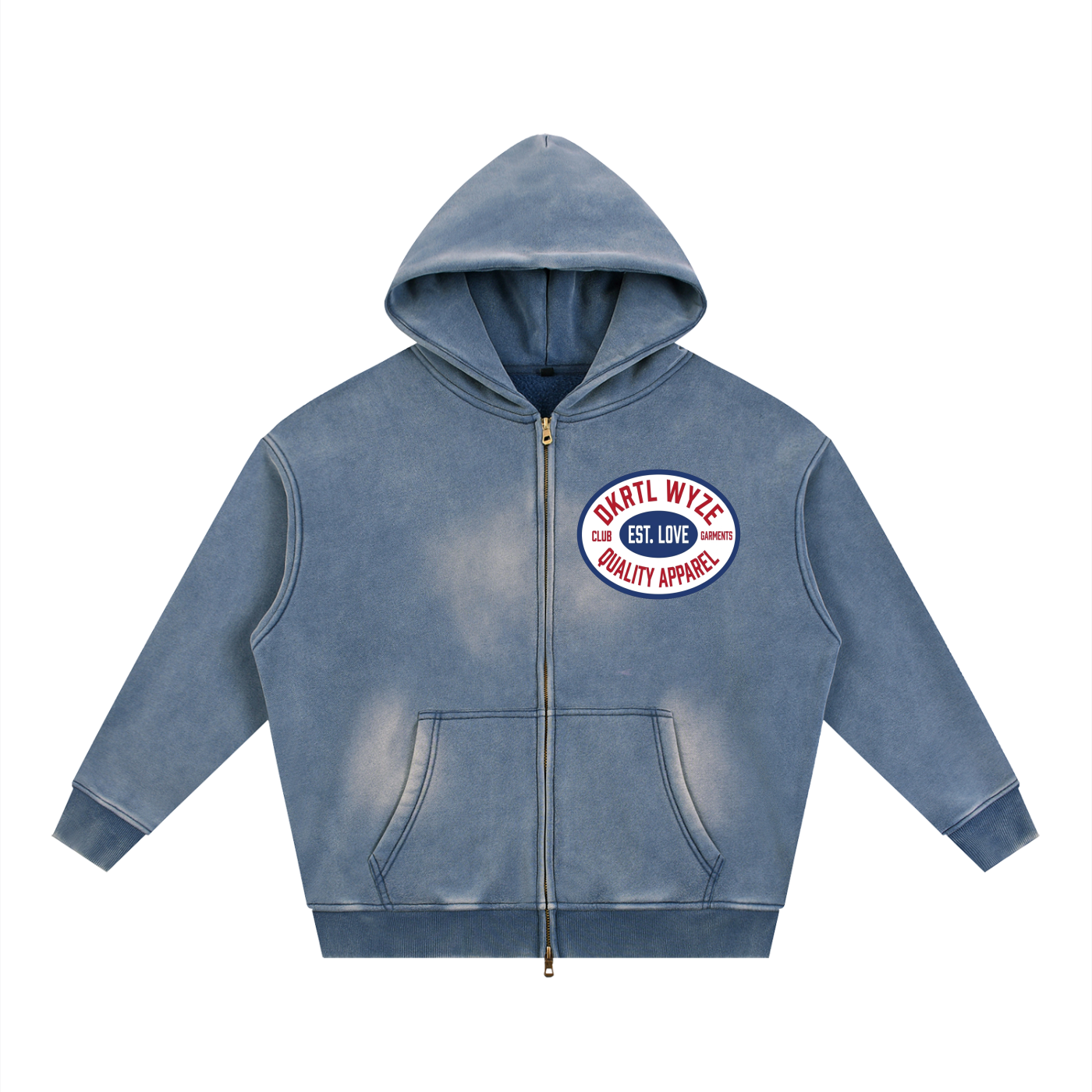 Sunfade Two-way Zipper Boxy Fleece Hoodie