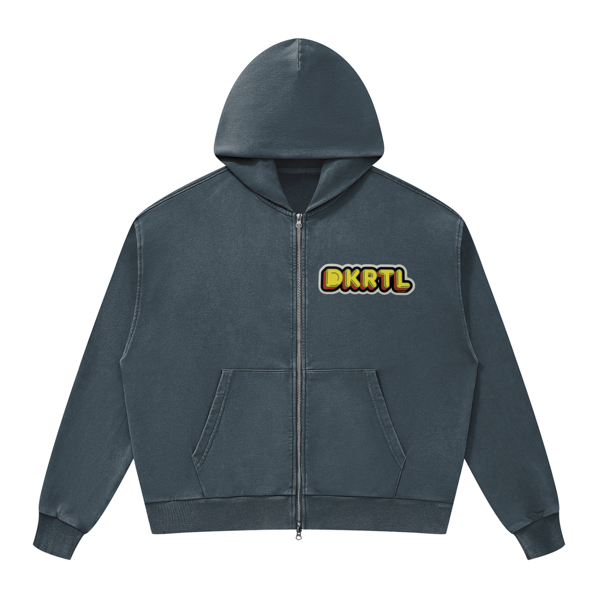 Unisex Mineral Wash Boxy Full Zip Hoodie