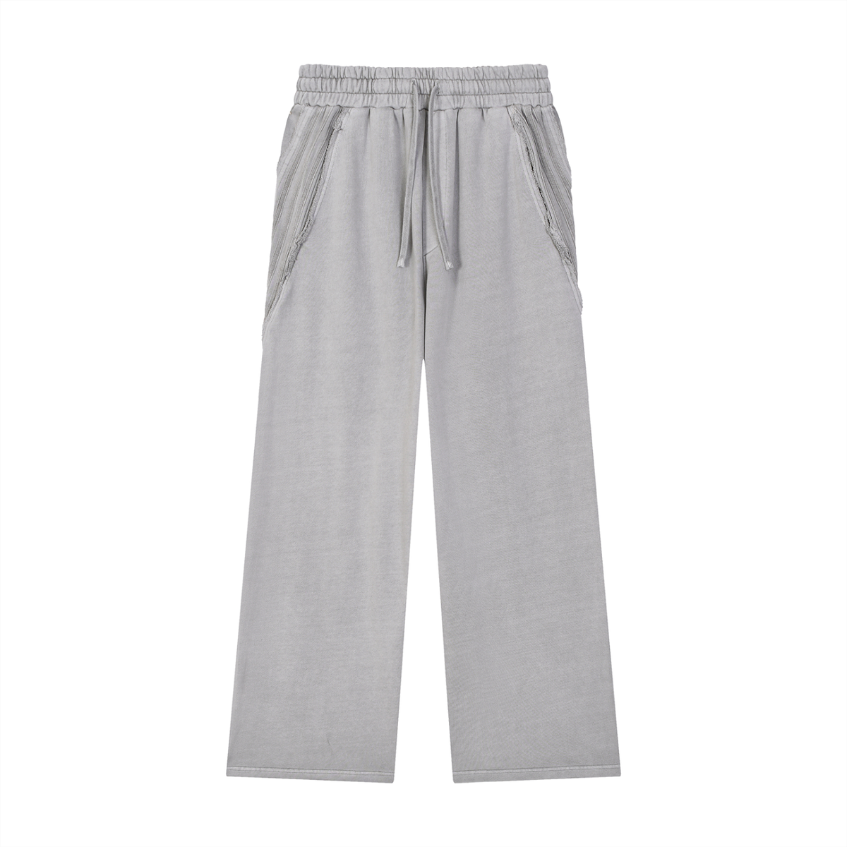 Snow Washed Tape Raw Edge Sweatpants in Light Gray by DKRTL WYZE