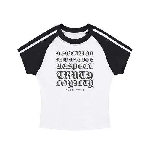 Contrast Stripes Bodycon Raglan  Sleeve T-Shirt in White with Black by DKRTL WYZE