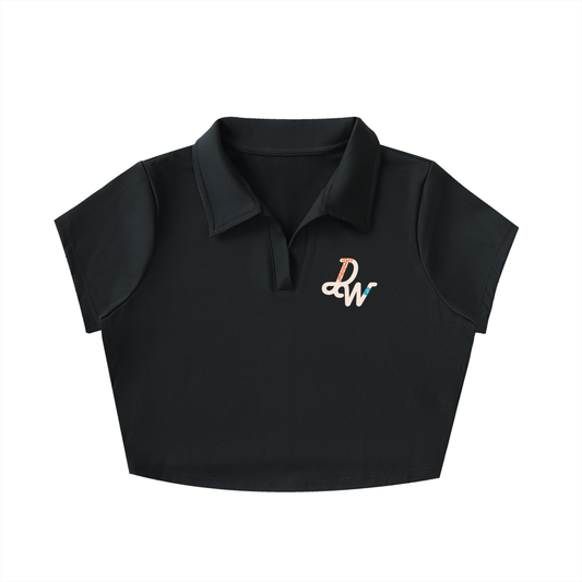 V-Neck Lapel Crop Top