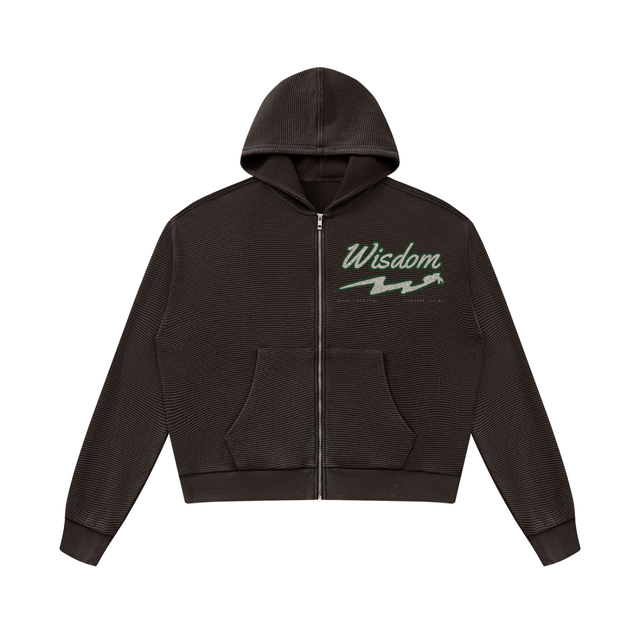 Unisex Mineral Wash Boxy Waffle Hoodie
