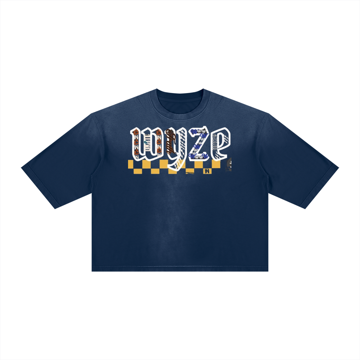 Unisex Vintage Wash Sunfade Boxy T-Shirt in Navy Blue by DKRTL WYZE
