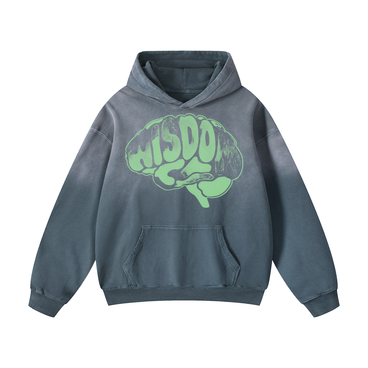 Heavyweight Sunfade Oversized Hoodie in Gray Blue by DKRTL WYZE