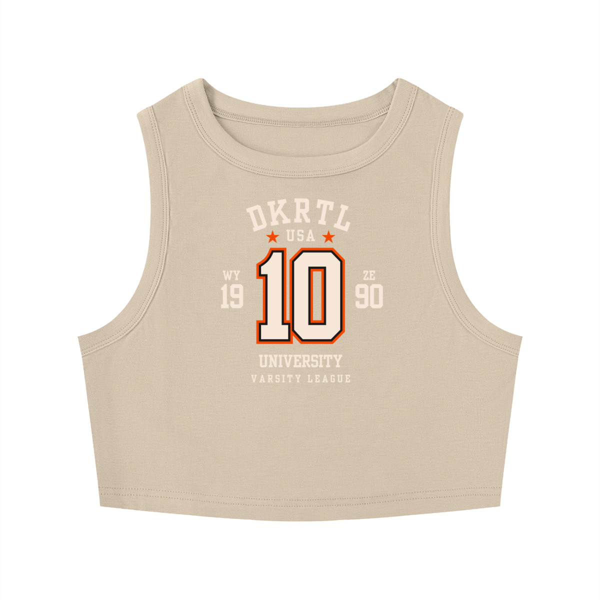 Women's Tight Crewneck Crop Tank Top in Khaki by DKRTL WYZE