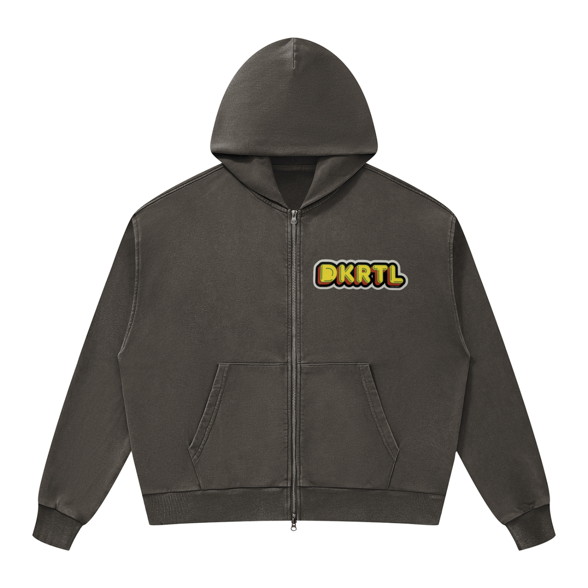 Unisex Mineral Wash Boxy Full Zip Hoodie