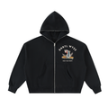 Fleeced Full-Zip Boxy Hoodie in Black by DKRTL WYZE