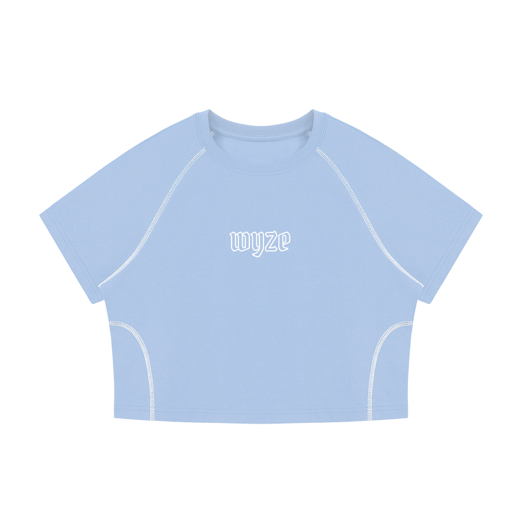Women's Contrast Stitch Raglan Crop T-Shirt