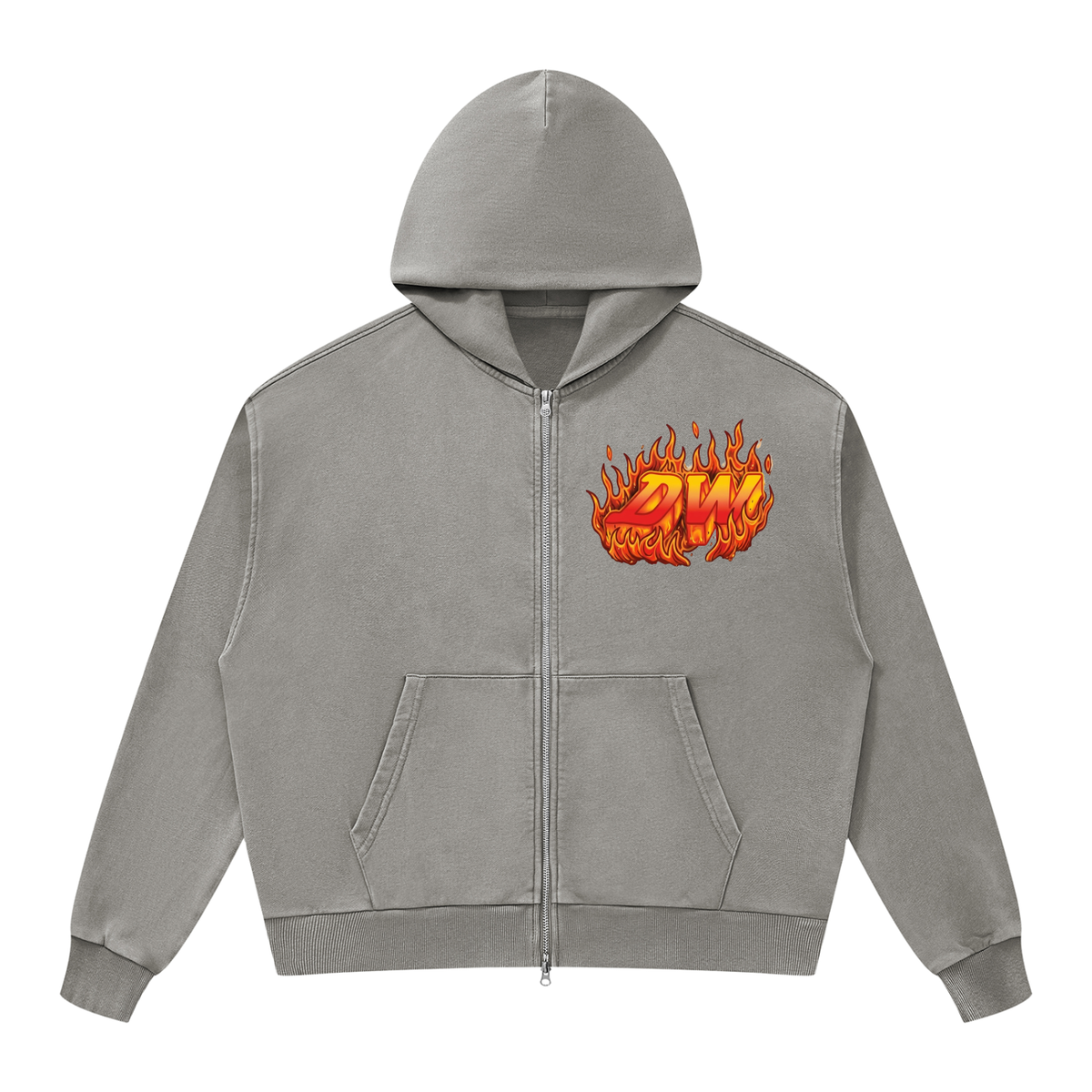 Unisex Mineral Wash Boxy Full Zip Hoodie