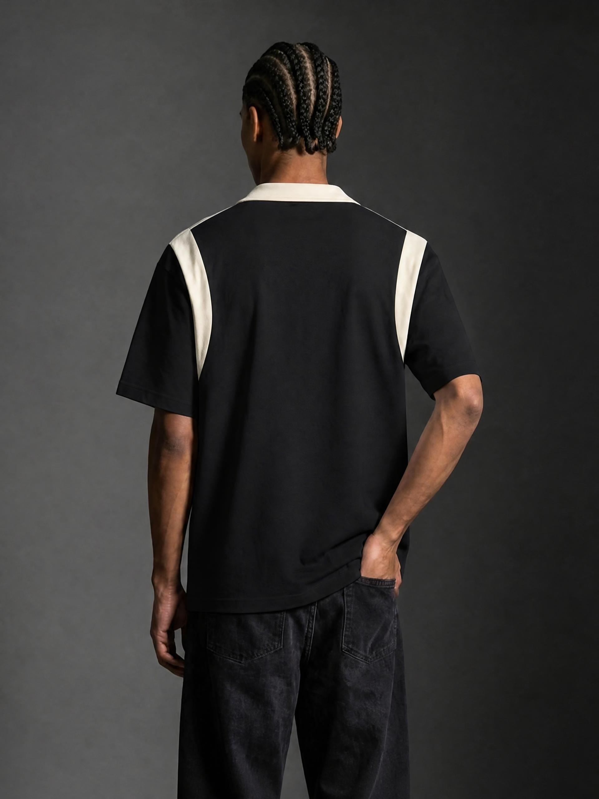 Unisex Color Block Quarter Zip Polo Shirt