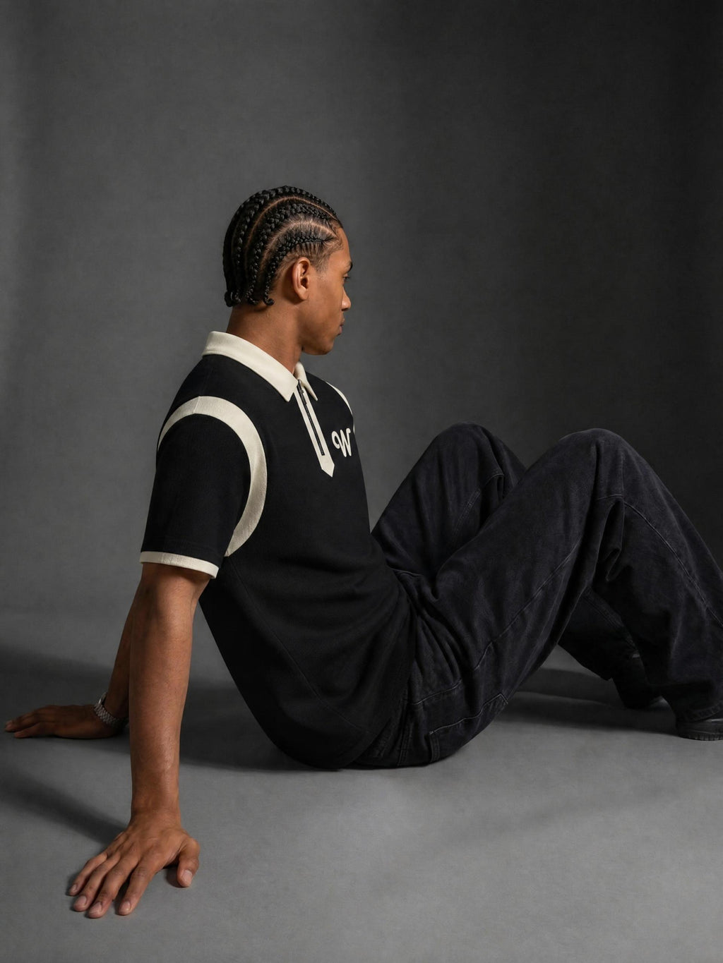 Unisex Color Block Quarter Zip Polo Shirt