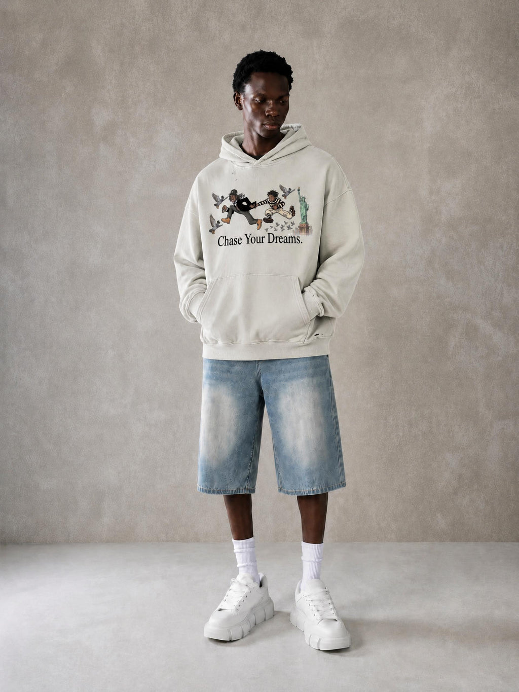 Unisex Mineral Wash Distressed Hoodie