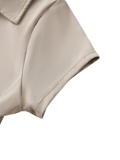 V-Neck Lapel Crop Top