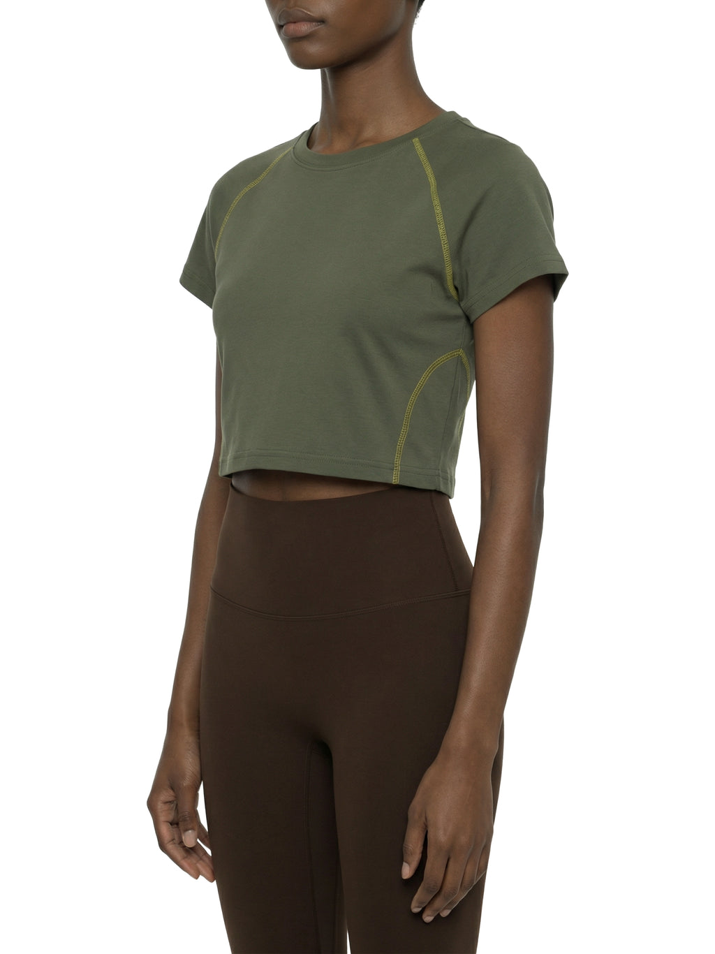 Women's Contrast Stitch Raglan Crop T-Shirt
