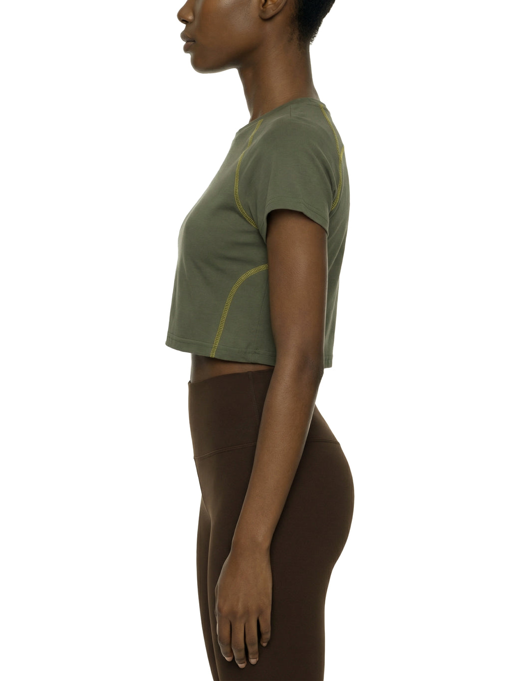 Women's Contrast Stitch Raglan Crop T-Shirt